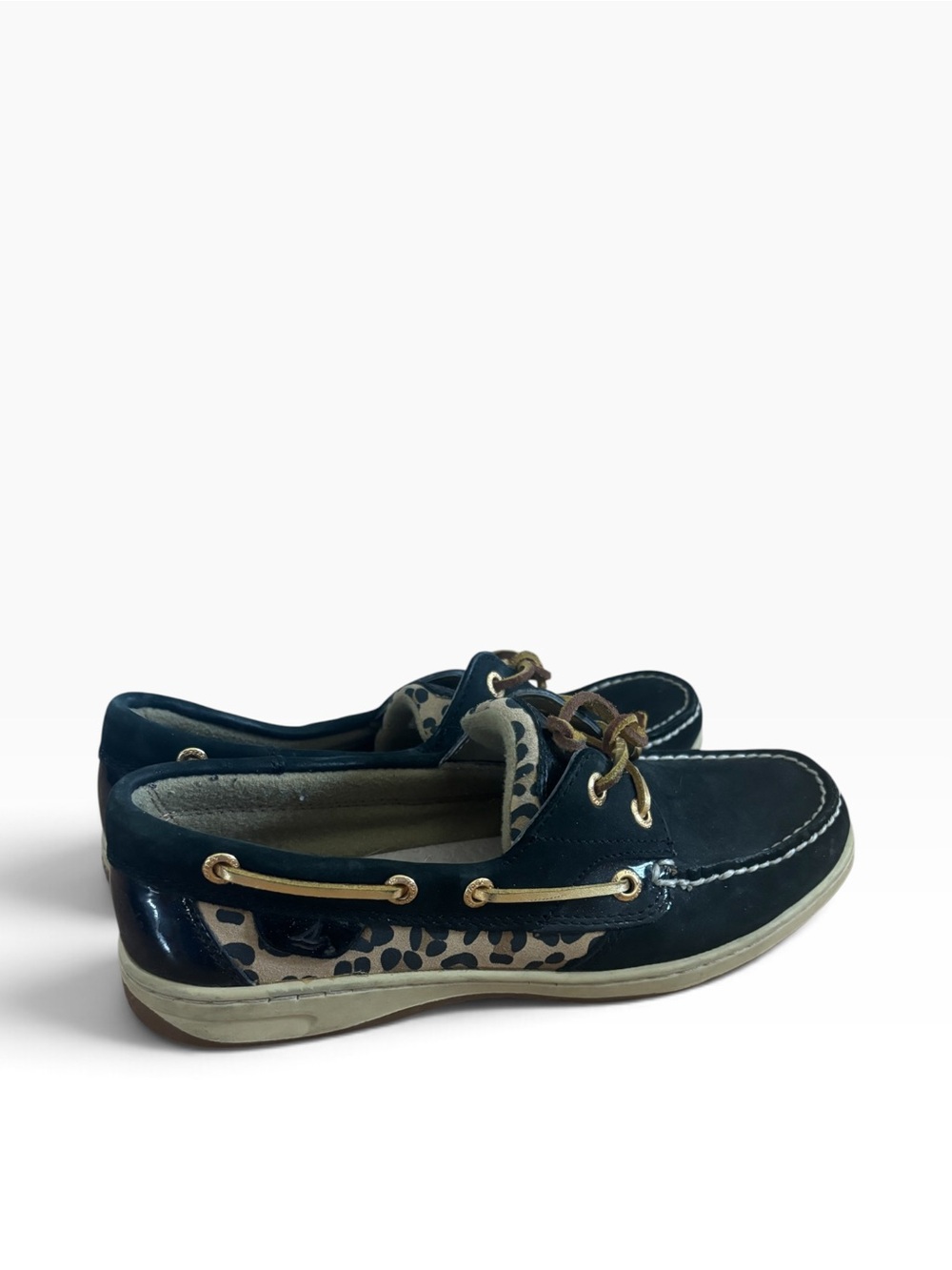 Sperry Top-Sider Cheetah Size 8 Angelfish Black Animal Print Deck Boat Shoes